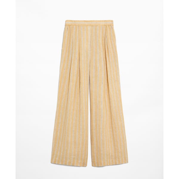 OYSHO Tailored-fit 100% linen striped trousers