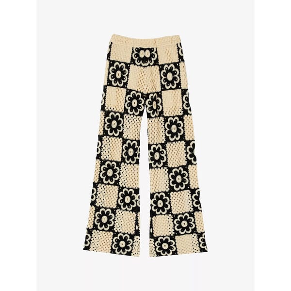 SELFRDIGES SANDRO Flower-motif straight-leg crochet-knit trousers