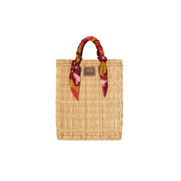 straw bag with scarf