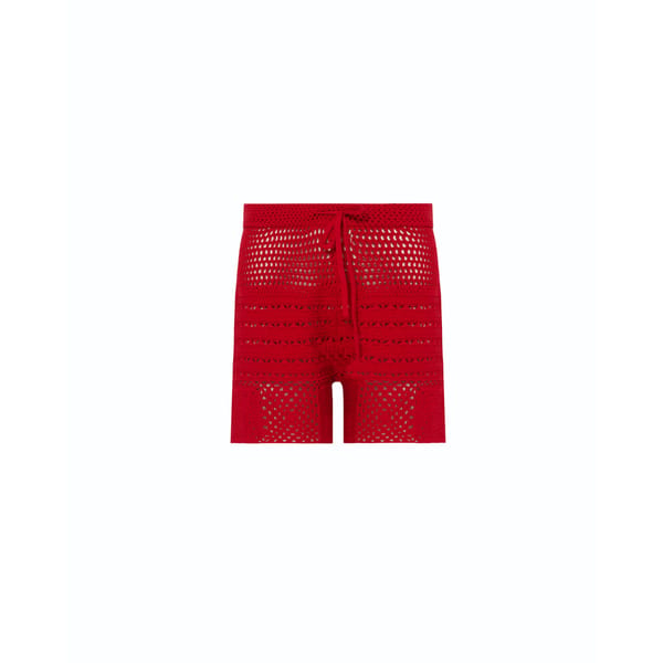 red crochet shorts