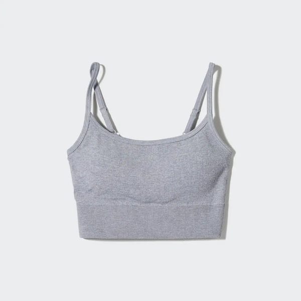 grey UNILQO SEAMLESS HALF CAMISOLE BRA TOP