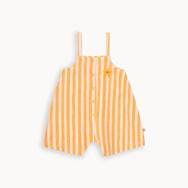 Cayman - Orange Stripe Dungaree Shorts