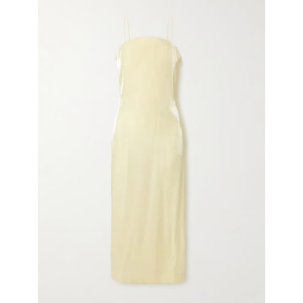 pale yellow JACQUEMUS Carino satin midi dress