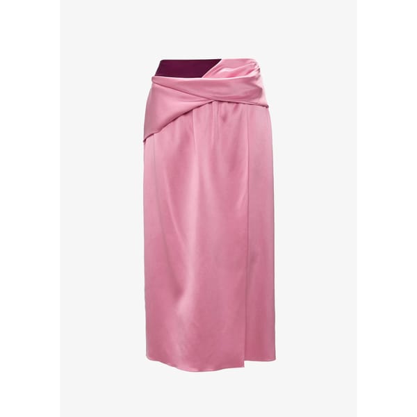 Twisted Midi Skirt In Bubblegum pink