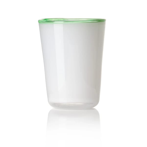Thyme Hand Blown Water Glass in White/Green