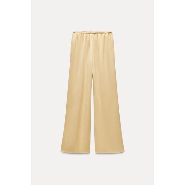 YELLOW ZARA FINELY PLEATED PALAZZO TROUSERS