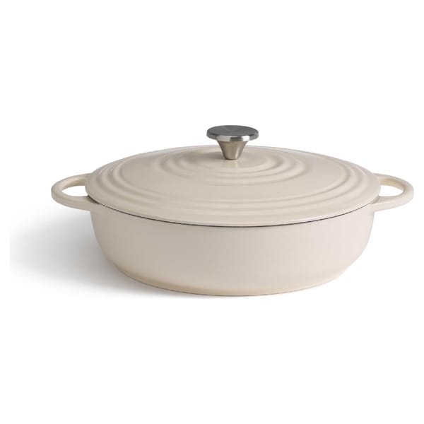 Habitat 4 Litre cast Iron Shallow Casserole Dish - Cream