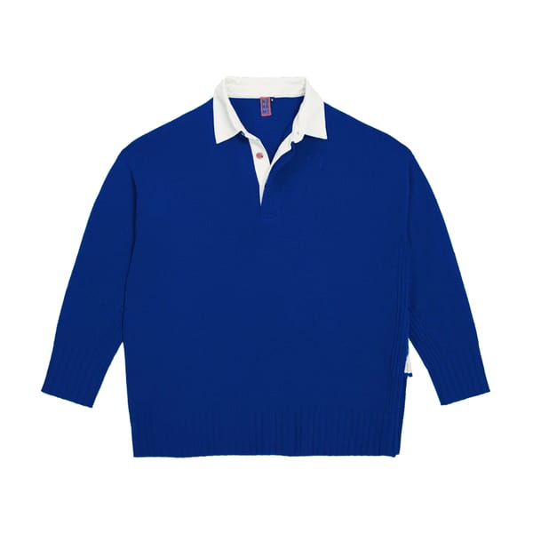 blue NOMANE solid rugby polo