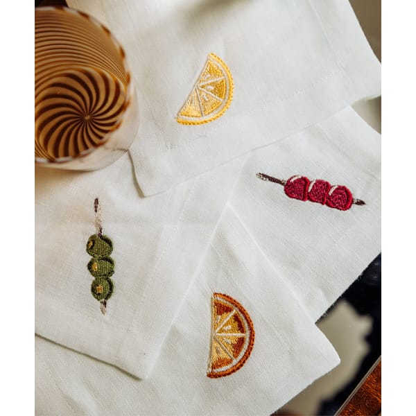 REBECCA UDALL Set of 4 Garnish Cocktail Napkins