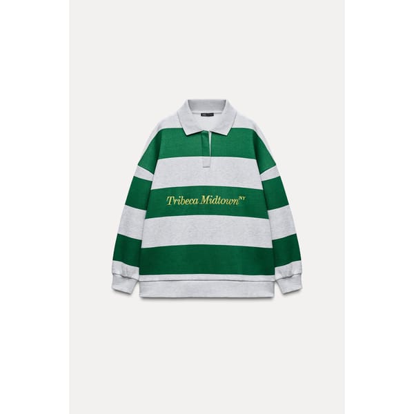 striped fleece polo shirt