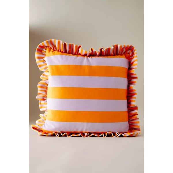 lilac and orange stripe cushion