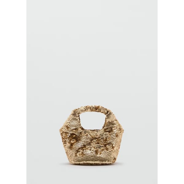 gold sequin handbag