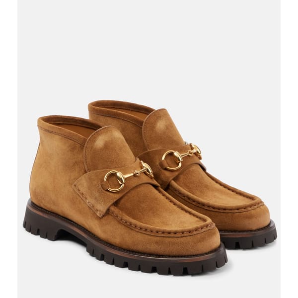 gucci Horsebit suede ankle boots