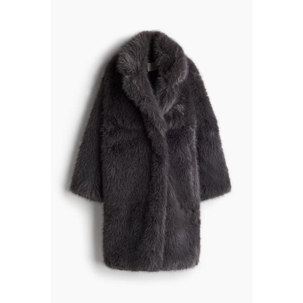 grey H&M Fluffy coat