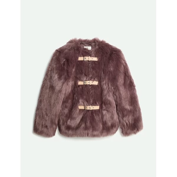 M&S Buckle Detail Faux-Fur Jacket