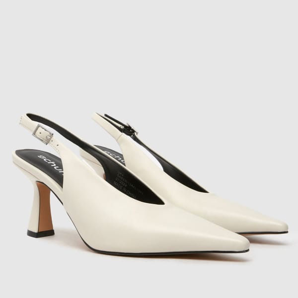 SCHUH saber slingback court high heels in white