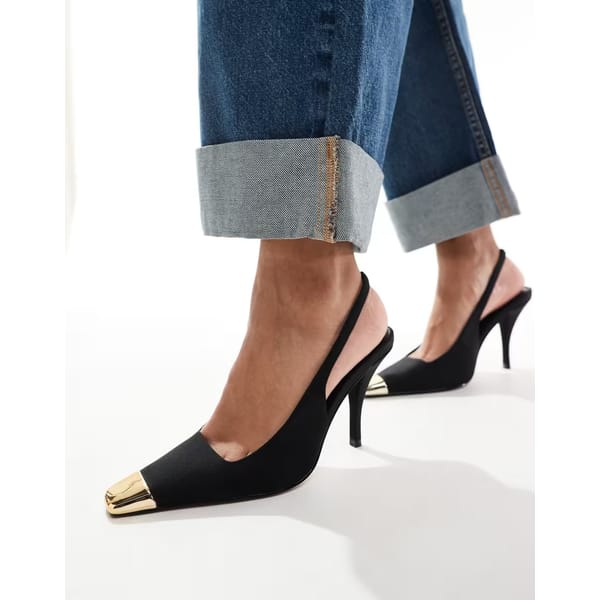 ASOS DESIGN Proud toe cap slingback heels in black