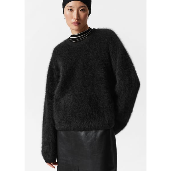 model wears black Brushed-Cashmere Jumper
