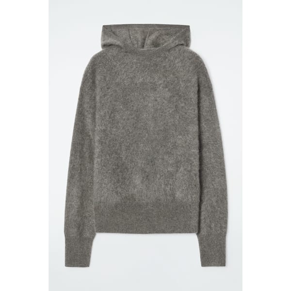 grey COS PURE BRUSHED-CASHMERE HOODIE