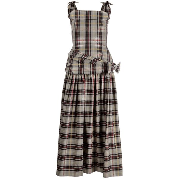 Molly Goddard bow-detail tartan check maxi dress
