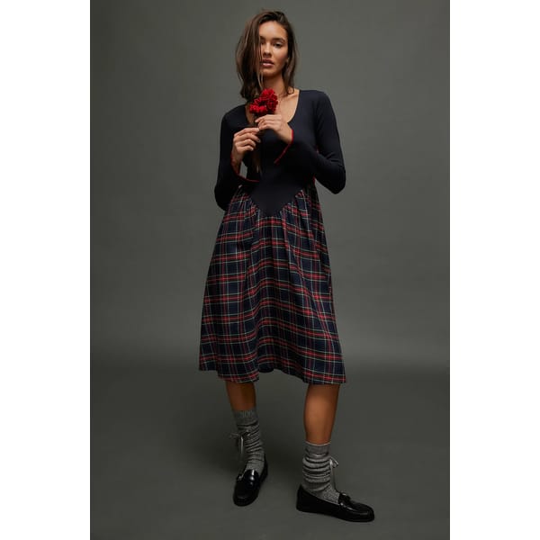 model wearing FREE PEOPLE FP x Eliza Faulkner Joan Dress