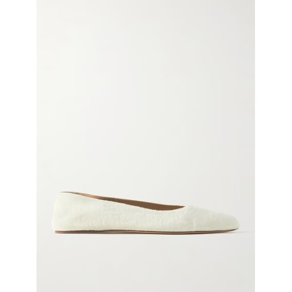 white calf hair ballet flats