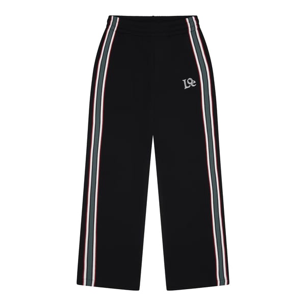 black track pants with side stripe