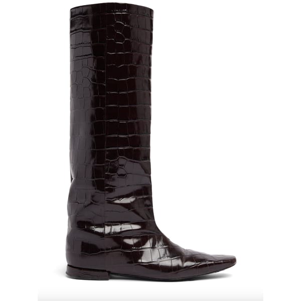 black embossed boots