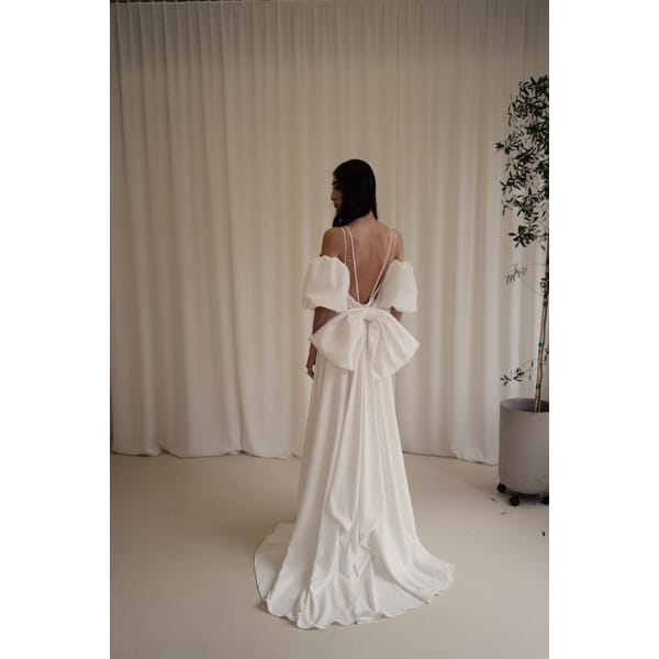 wedding dress with huge bow