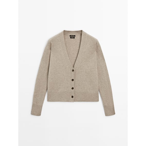 beige MASSIMO DUTTIKnit cashmere V-neck cardigan