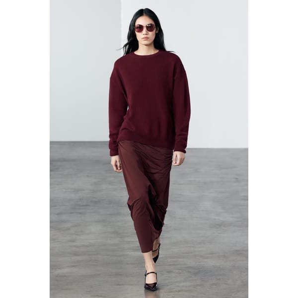 model on catwalk wearing PLAIN CASHMERE AND WOOL SWEATER