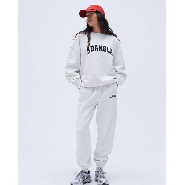 model wears Varsity Sweatpants - Light Grey Melange/Black 559 reviews
