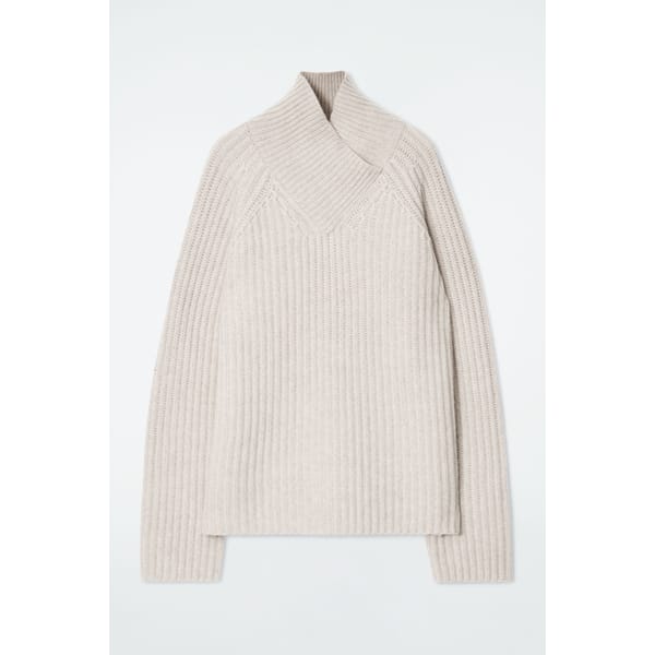 WRAP-COLLAR PURE CASHMERE JUMPER