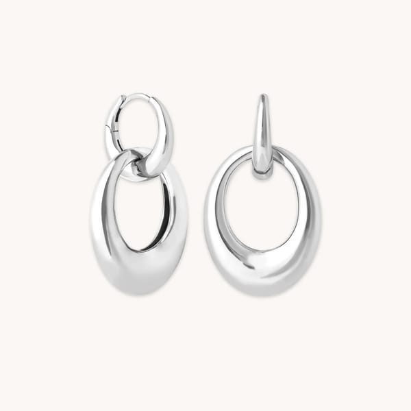 ASTRID & MIYU Dome Link Hoops in Silver
