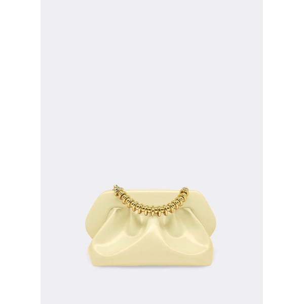 yellow clutch bag with chain