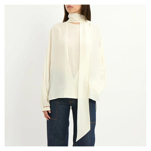brandalley Victoria Beckham Cream Scarf Neck Silk Blouse