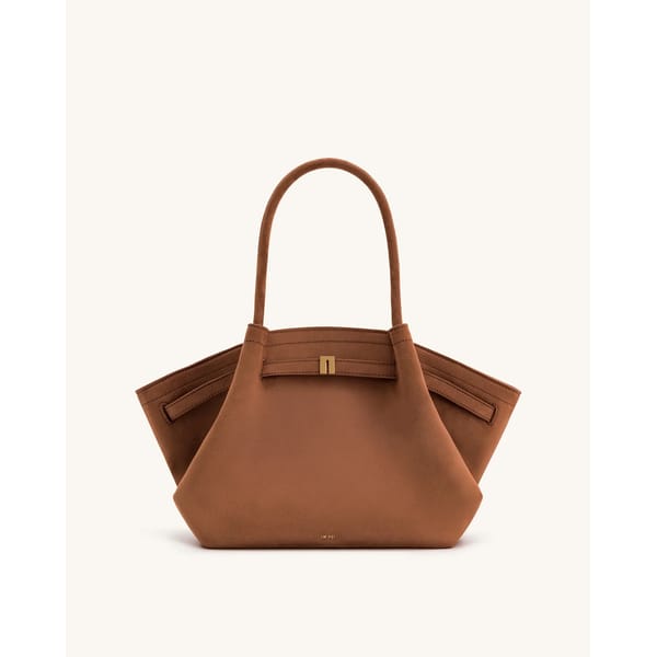 Hana Medium Faux Suede Tote Bag - Brown