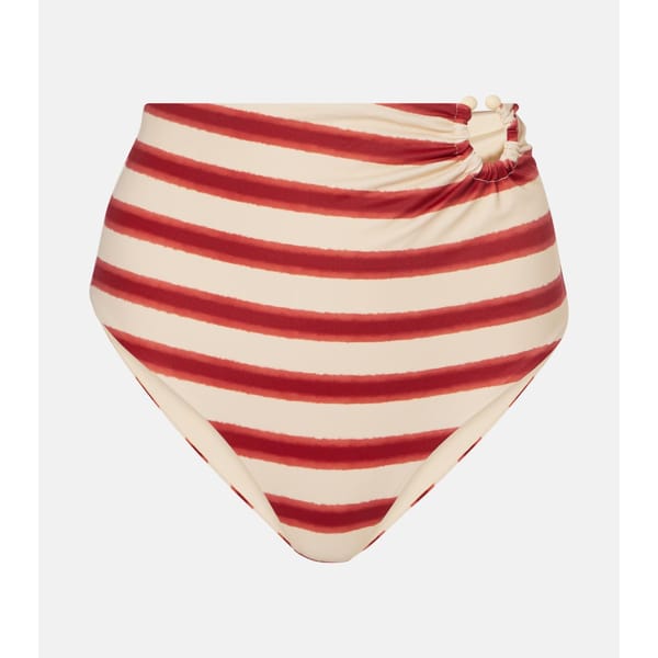Johanna Ortiz Striped high-rise bikini bottoms