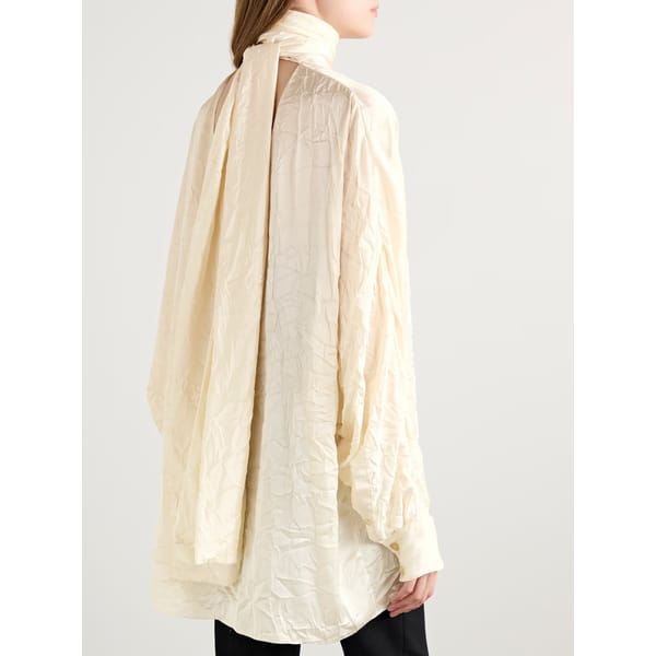 KHAITE Bex open-back tie-neck crinkled satin-twill top £1,290