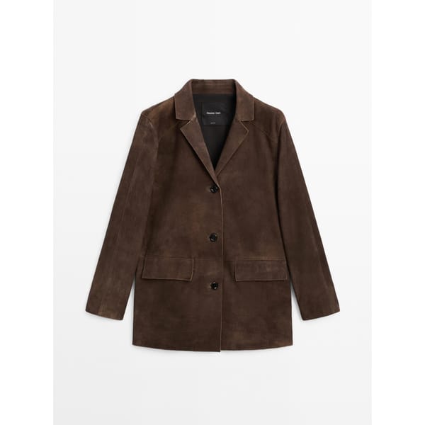 MD Suede leather blazer with pockets