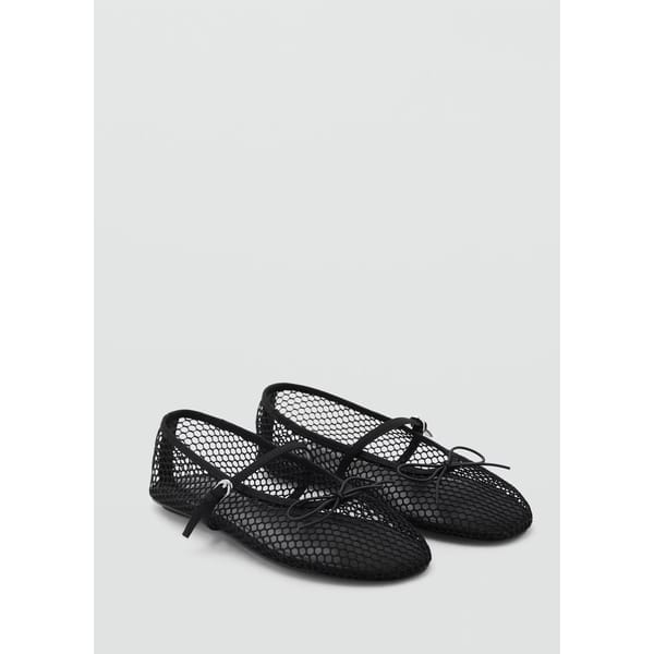black mesh ballet flats