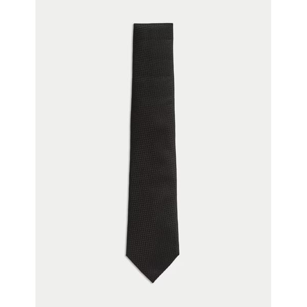 black Textured Silk Tie