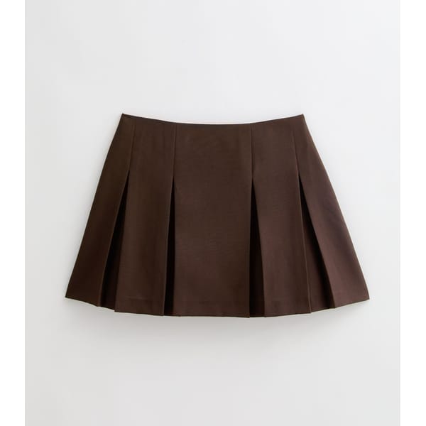 NEW LOOK Dark Brown Pleated Mini Skirt