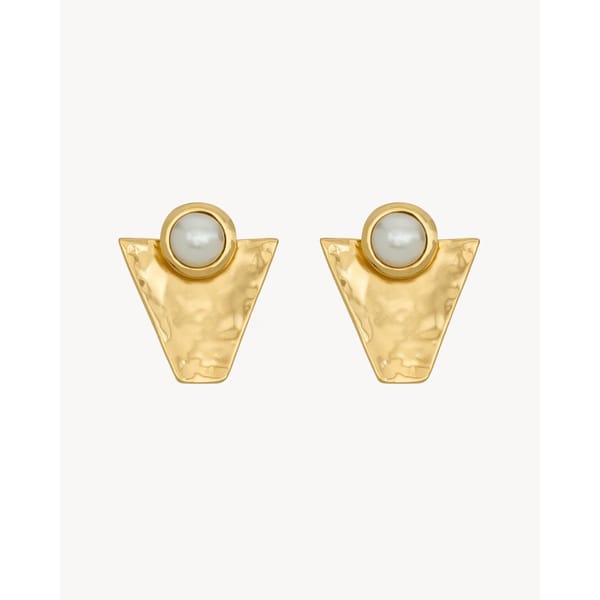 SAINT LAURENT Textured Geometric Cabochon Earrings