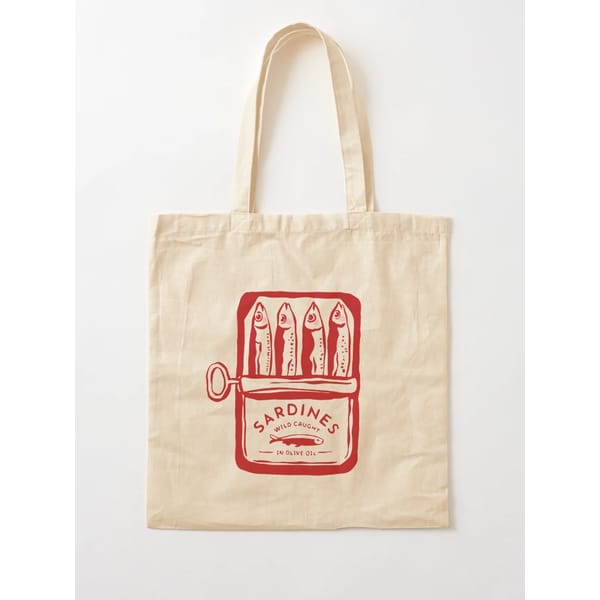 sardine design tote bag