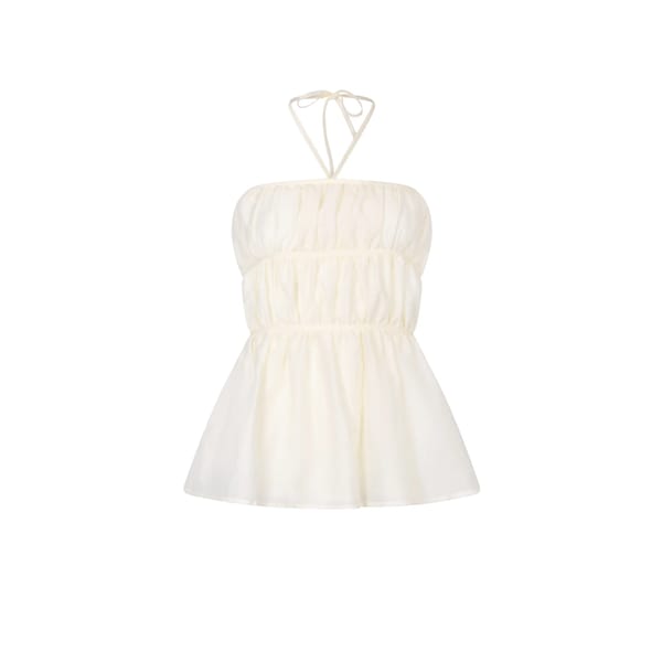 white peplum halterneck top