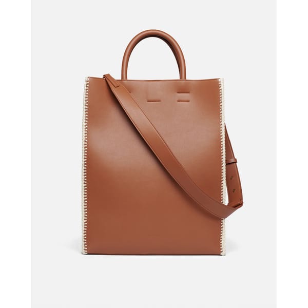 brown vegan leather tote