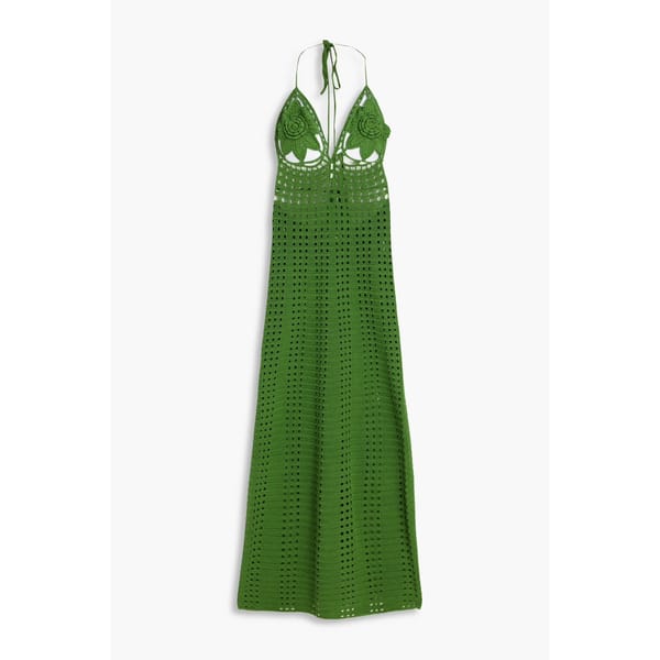 green crochet dress