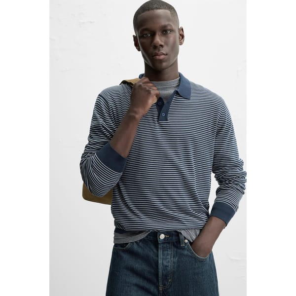 ZARA STRIPED KNIT POLO SHIRT