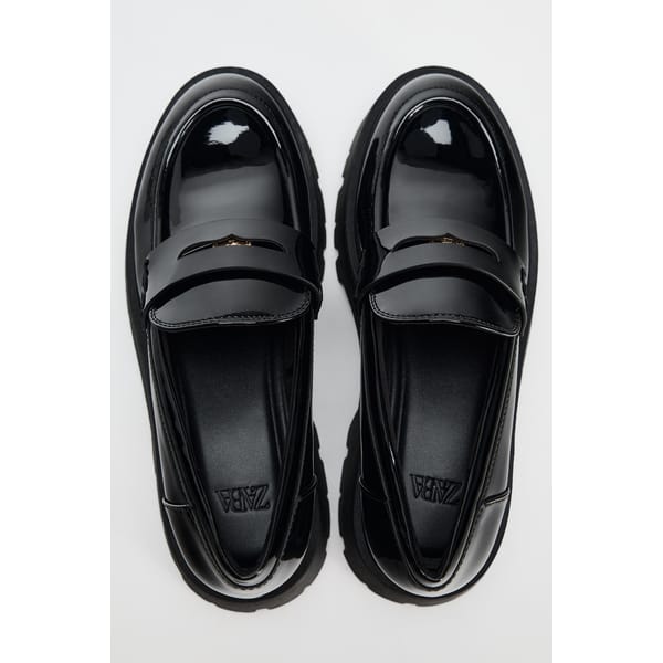 black Track Sole Loafers